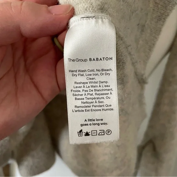 Aritzia The Group Babaton Malcorra Tie Sweater Light Grey Wool/Yak Blend Size S - Picture 6 of 9
